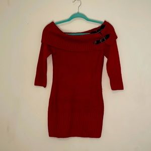 Deep Red Sweater Dress